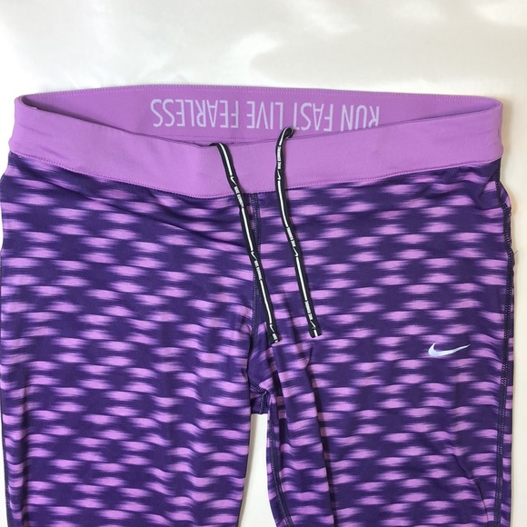 Nike Purple Dri Fit Run Fast Live Fearless Workout Leggings With Back Pocket - Picture 3 of 16
